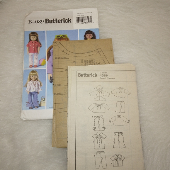 Butterick B4089 AGD 18" doll clothes jacket Capri pants tops shirt dress - Picture 3 of 5